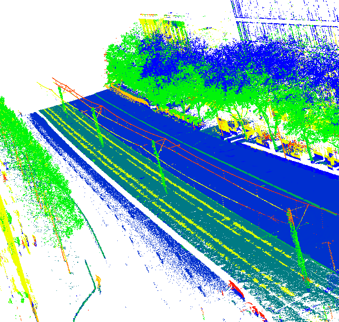 Semantisch segmentierte 3D-Punktwolke urbane Umgebung Semantisch segmentierte 3D-Punktwolke urbane Umgebung