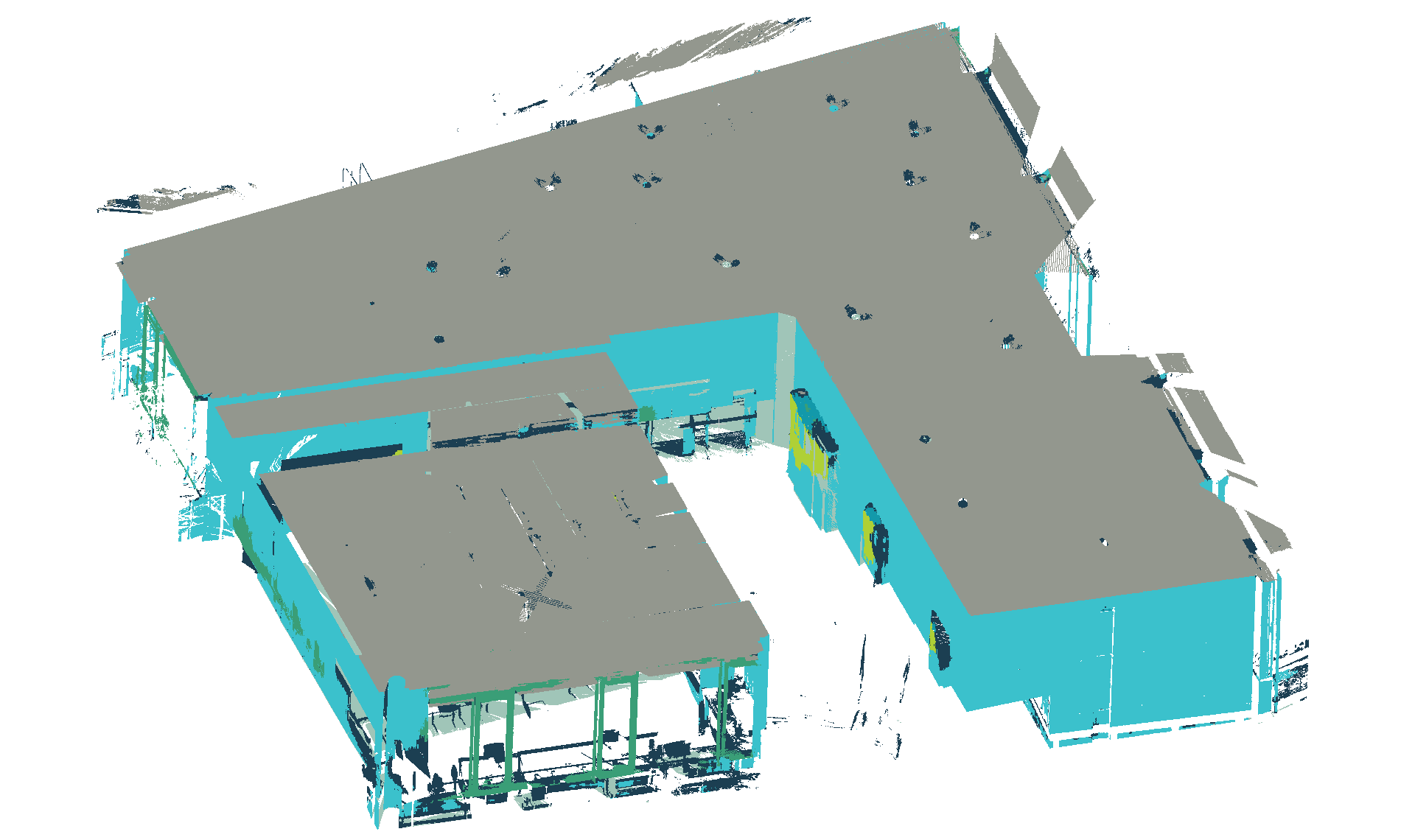 Segmented point cloud of an interior space